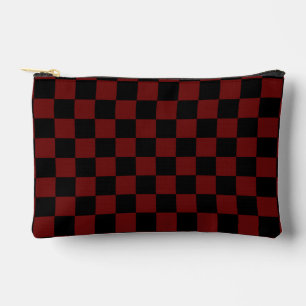 Cranberry Red and Black Chequerboard Pattern Accessory Pouch
