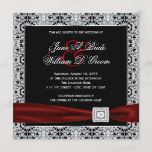 Cranberry Red and Black Wedding Invitation