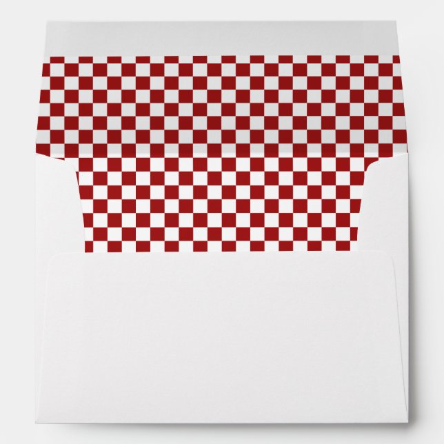Cranberry Red and White Chequerboard Pattern Envelope (Back (Bottom))