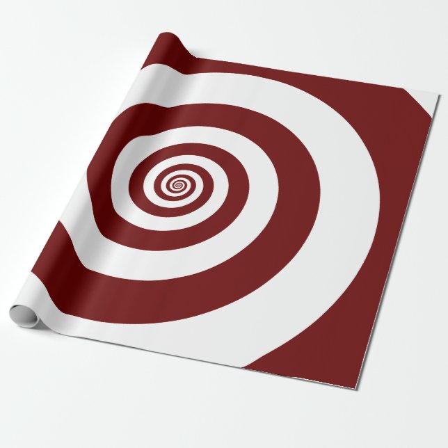 Cranberry Red and White Swirl Wrapping Paper (Unrolled)