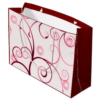 Cranberry Red and White Swirls and Circles Large Gift Bag