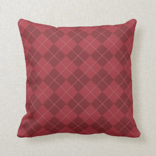 Cranberry Red Argyle Throw Pillow