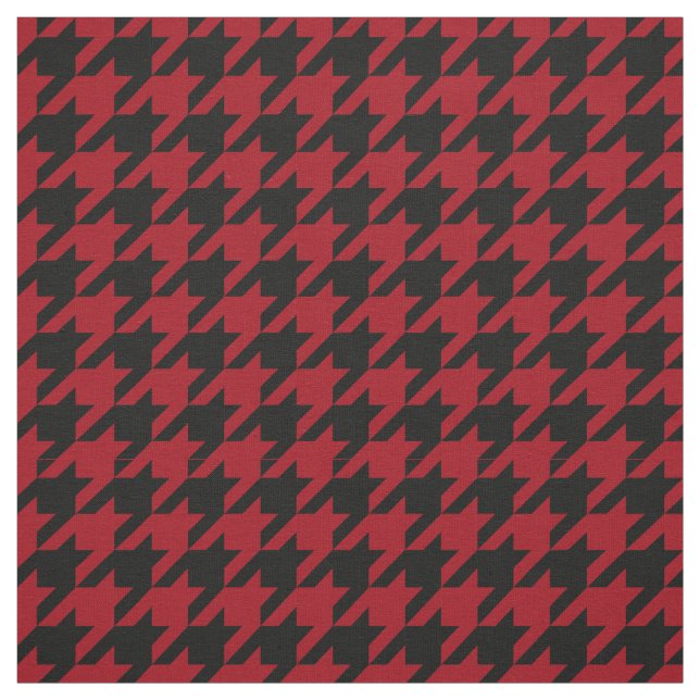 Cranberry Red Black Houndstooth Pattern #2M Fabric (Swatch)