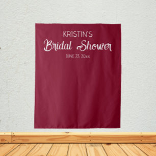 Cranberry Red Bridal Shower Photo Backdrop Tapestry