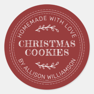 Cranberry Red Christmas Cookie Label