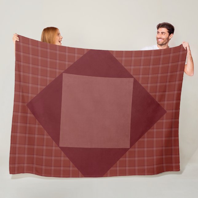 CRANBERRY RED FALL PLAID PATTERN FLEECE BLANKET (In Situ)