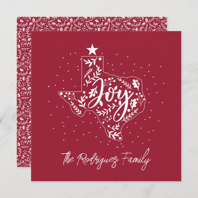 Cranberry Red Joy Holiday Leaves Texas Shape (Front/Back)