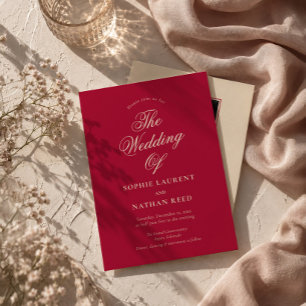Cranberry Red Old Money Winter Wedding Invitation