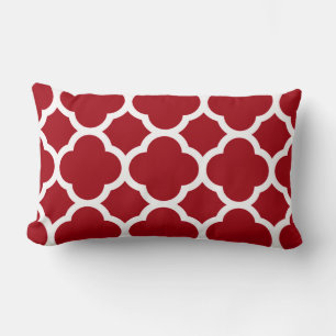 Cranberry Red Quatrefoil Pattern Lumbar Cushion