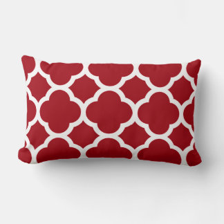 Cranberry Red Quatrefoil Pattern Lumbar Cushion