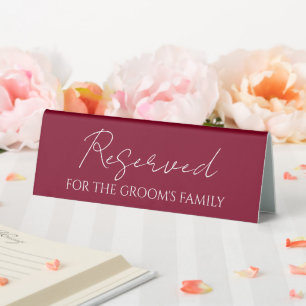 Cranberry Red Reserved for Groom's Family Wedding