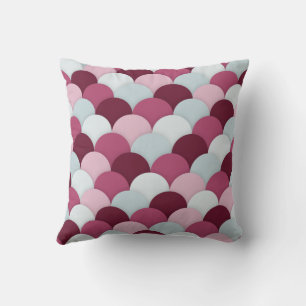 Cranberry Red Scallop Pattern Throw Pillow