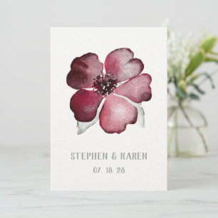 Cranberry Red Scarlet Flower Wedding Invitation
