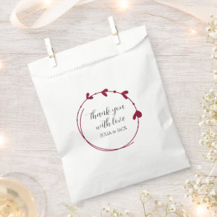 Cranberry Red Simple Heart Wreath Wedding Favour Bag