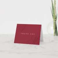 Cranberry Red Simple Minimal Wedding Thank You