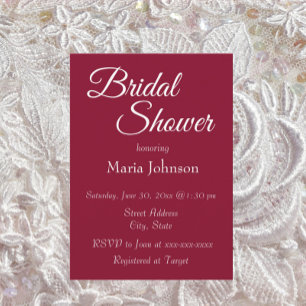 Cranberry Red Simple Style Bridal Shower Invitation