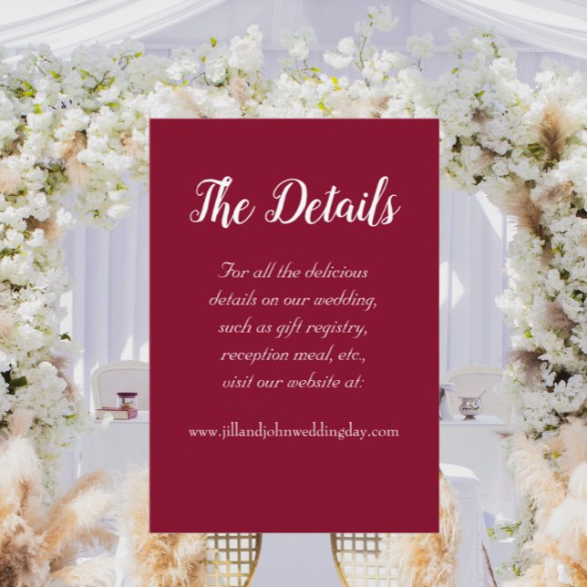 Cranberry Red Simple Style Wedding Details Enclosure Card (In Situ Wedding)