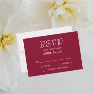 Cranberry Red Simple Style Wedding RSVP Card