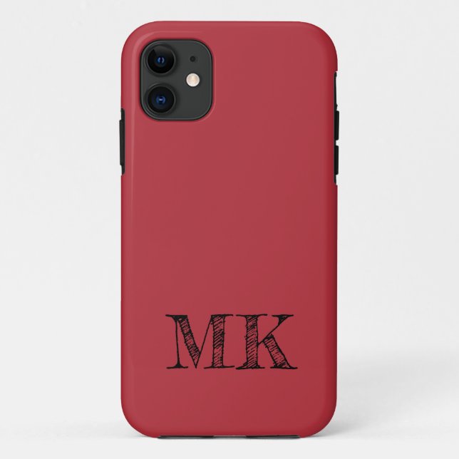 Cranberry Red Solid Colour | Minimal Initial  Case-Mate iPhone Case (Back)