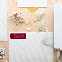 Cranberry Red Stylised Name Wedding Return Address