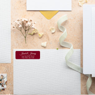 Cranberry Red Stylised Name Wedding Return Address Label