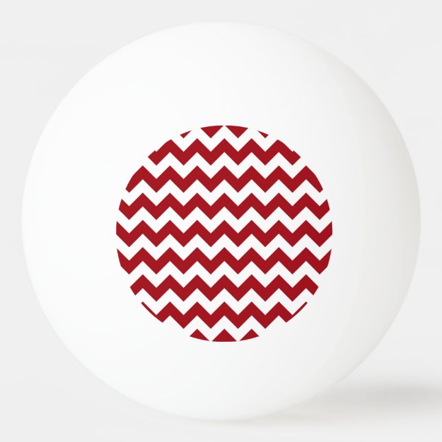 Cranberry Red White Chevron Zig-Zag Pattern Ping Pong Ball (Front)