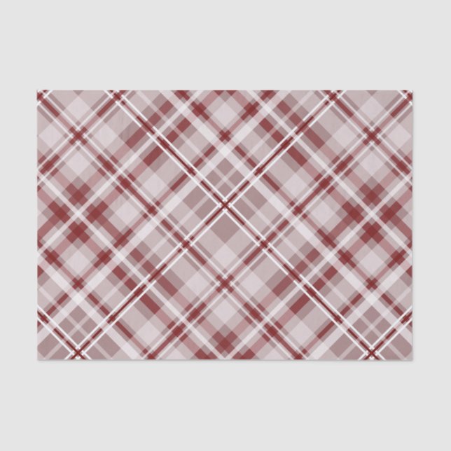 cranberry red white diagonal plaid tissue paper (Front)