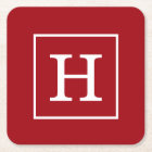 Cranberry Red White Framed Initial Monogram