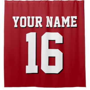 Cranberry Red White Sports Jersey Team Jersey Shower Curtain