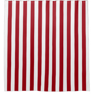 Cranberry Red White Vertical Stripe NL #0 Shower Curtain
