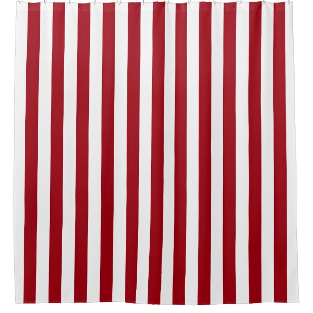 Cranberry Red White Vertical Stripe NL #0 Shower Curtain (Front)