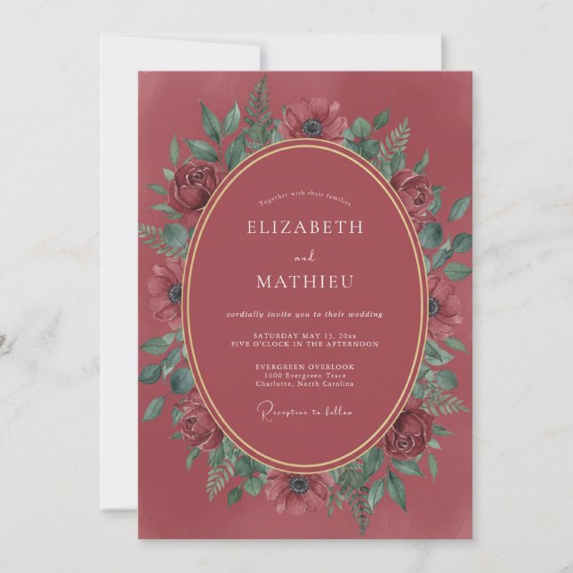 Cranberry Romantic Winter Wedding Invitation (Front)