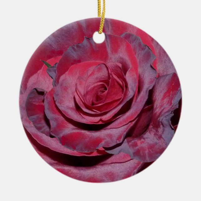 Cranberry Rose Ceramic Tree Decoration (Front)