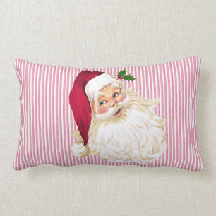Cranberry Santa Claus Red & White Stripe Lumbar Cushion
