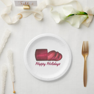 Cranberry Sauce Christmas Thanksgiving Dinner Food Paper Plate