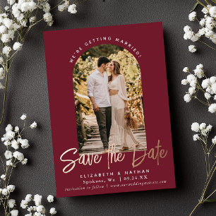Cranberry Save the Date Stylish Script Photo 