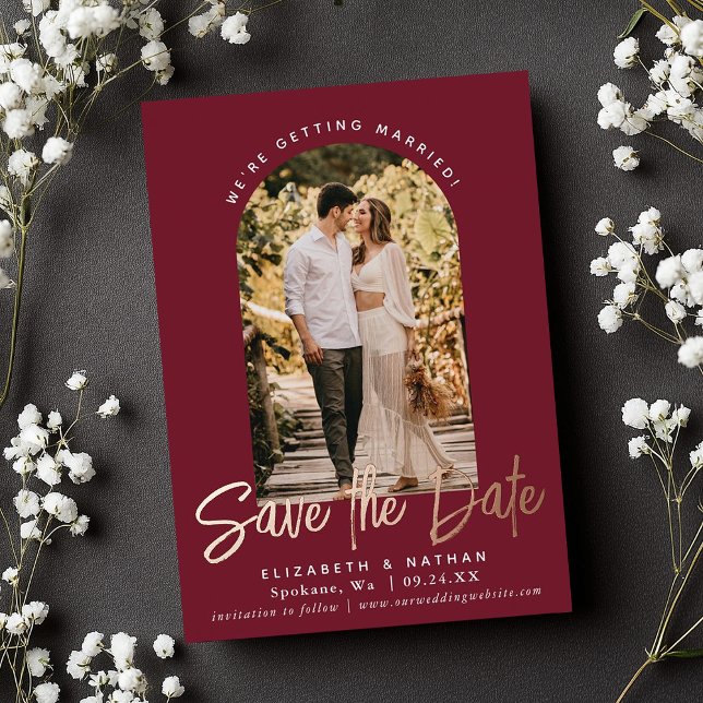 Cranberry Save the Date Stylish Script Photo  (Creator Uploaded)
