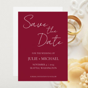 Cranberry Simple Style Wedding Save The Date