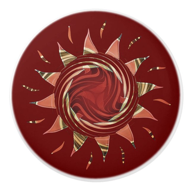 Cranberry Sun Ceramic Knob (Front)