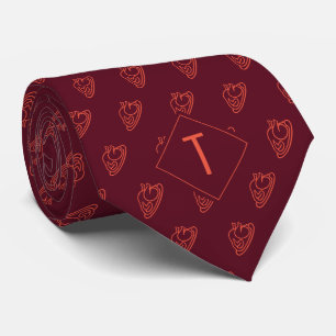Cranberry TURKEY Print Monogram Tie