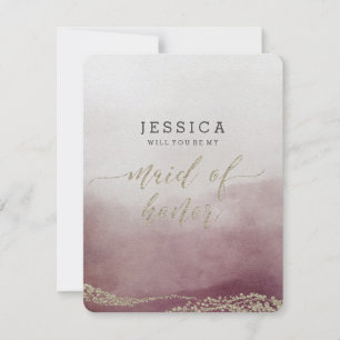 Cranberry Watercolor Will You Be My Maid of Honour Invitation