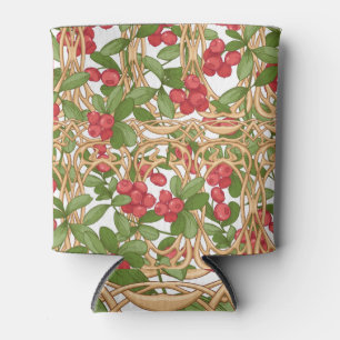 Cranberry Wicker Basket, Graphic Drawing. Can Cooler