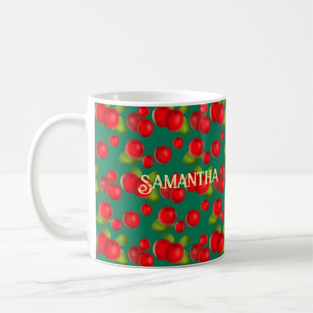 Cranberry With Leaves Coffee Mug (Left)