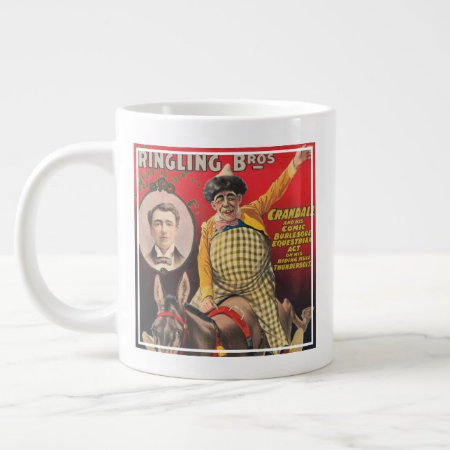 Crandall The Clown Performing With His Mule Large Coffee Mug (Left)