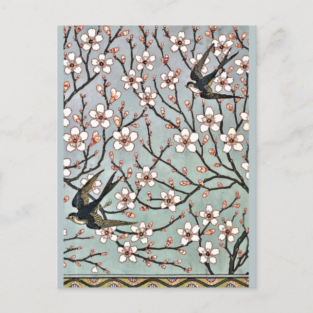 Crane - Almond Blossoms and Swallows Postcard (Front)