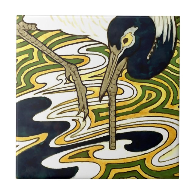 Crane and Columbine Neinhuis Tile Interpretation (Front)