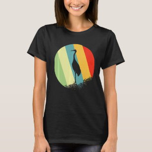 Crane Animal Round With Retro Colours T-Shirt