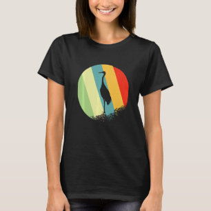 Crane Animal Round With Retro Colours T-Shirt