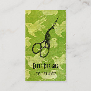 crane asian vintage hair stylist scissors green business card