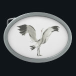 Crane Belt Buckle<br><div class="desc">Sumi-e style crane</div>